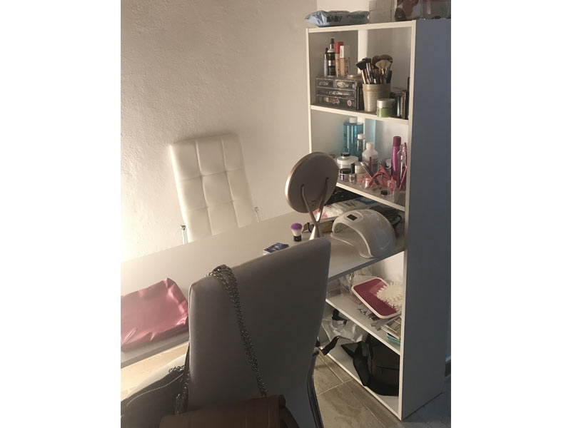 Foto de cliente de Mesa de escritorio con estanteria reversible Duplo Blanco 120 cm