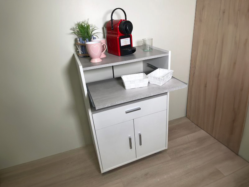 Foto de cliente de Mueble Auxiliar Microondas Con Ruedas Color Blanco 59x92x40 cm