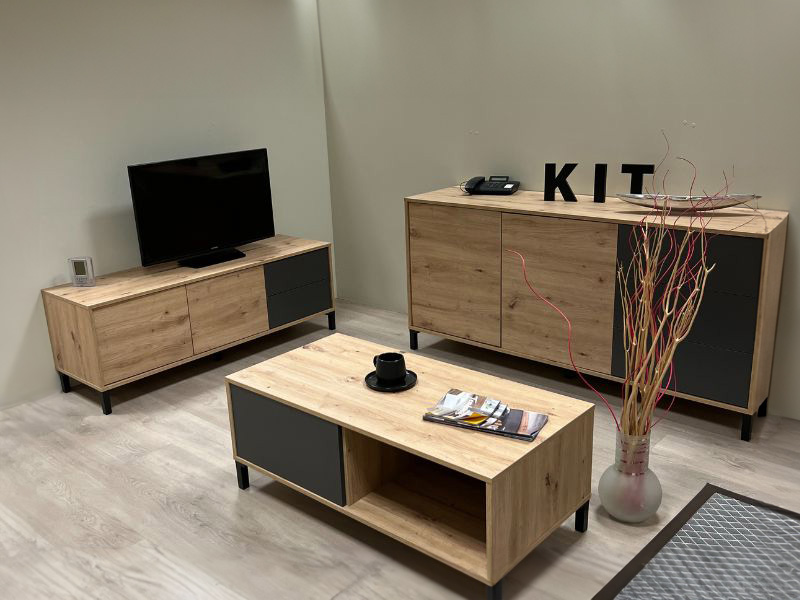 Foto de cliente de Pack de Salón Brooklyn 3 Muebles Color Roble Nodi y Gris Antracita