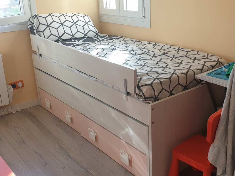 Foto de cliente de Habitación Juvenil Moderna Gris y Rosa Juvenil Completa CON SOMIERES