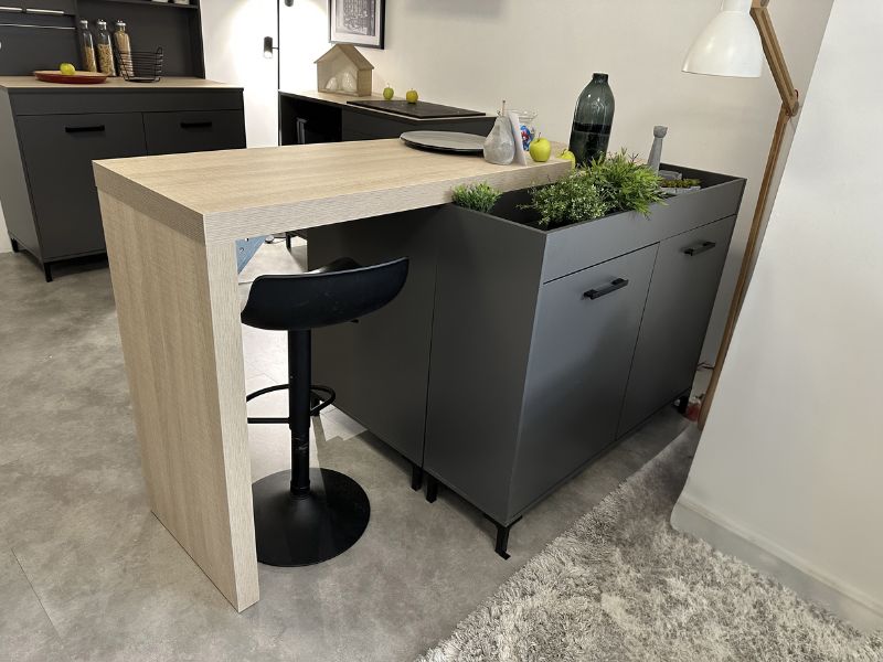 Foto de cliente de Módulos De Cocina Isla Smoke Color Gris Y Roble
