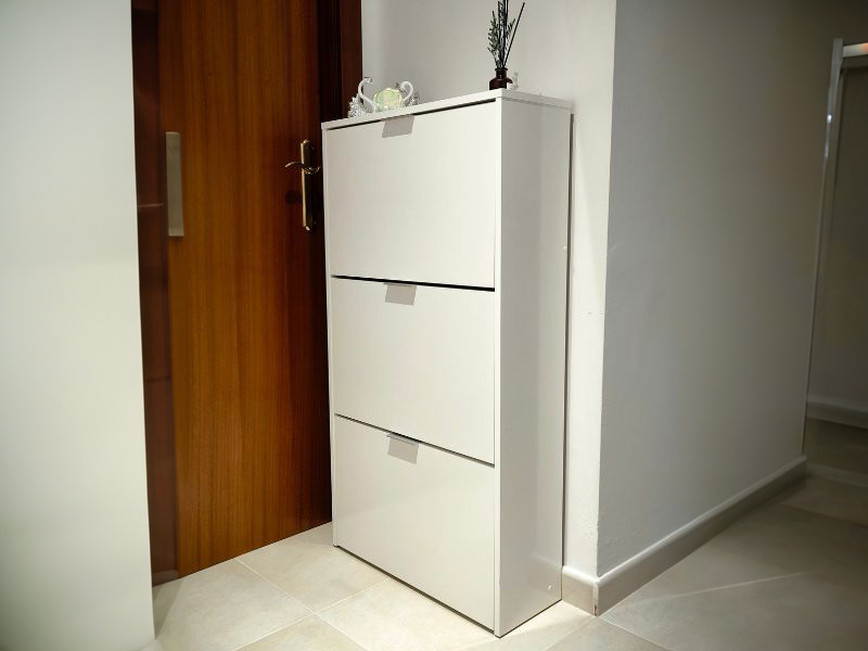 Foto de cliente de Mueble Zapatero Recibidor 3 Trampones Blanco Brillo 60 cm