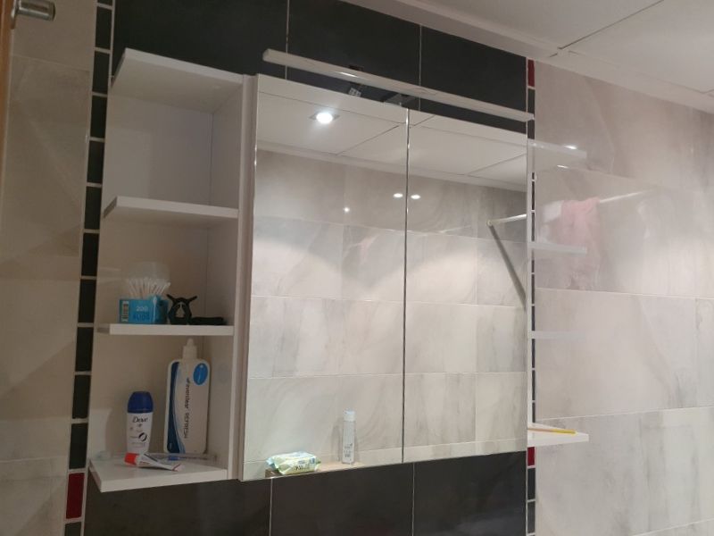 Foto de cliente de Mueble Auxiliar de Baño Pack 2 Armarios + 2 Estanterías Blanco 120x65 cm