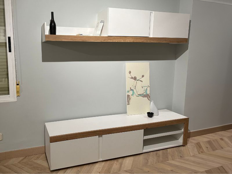 Foto de cliente de Mueble de salón Fly color blanco y naturale 180 cm