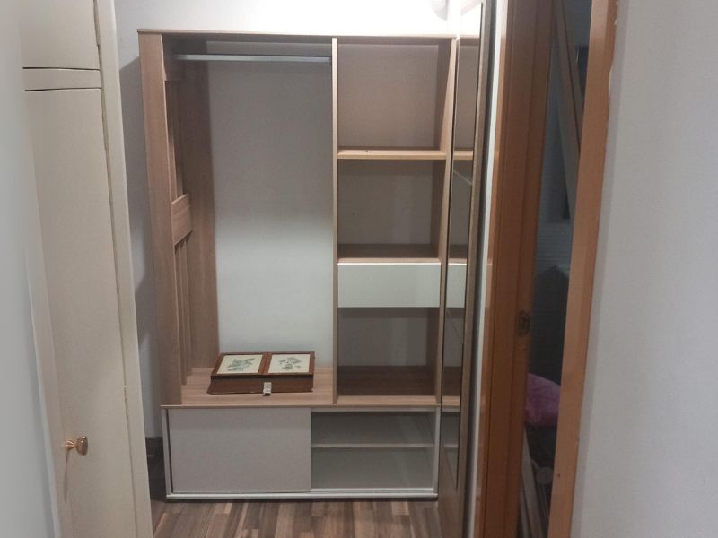 Foto de cliente de Mueble de Entrada Recibidor Woody Color Roble Y Blanco Moderno 110 cm