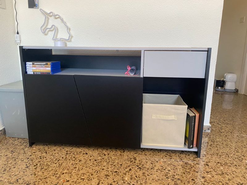 Foto de cliente de Mueble TV TexGen Color Negro Stipple 113x67x40 cm