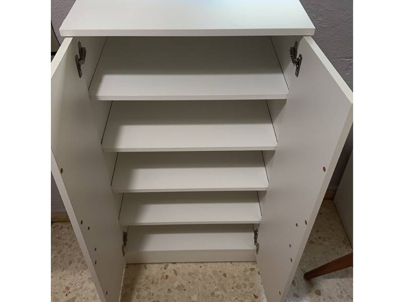 Foto de cliente de Mueble Zapatero Recibidor Armario Auxiliar Bajo Con 7 Baldas Color Blanco 55 cm