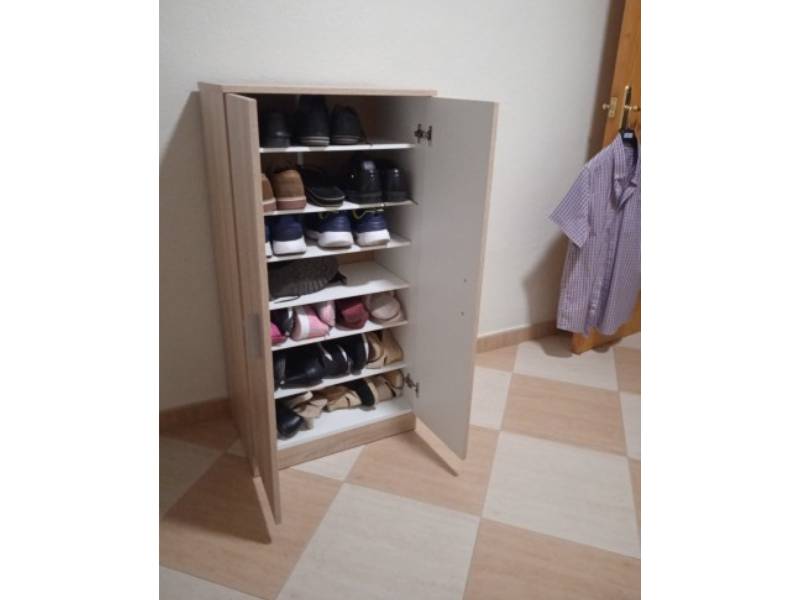 Foto de cliente de Mueble Zapatero Recibidor Armario Con 2 Puertas Y Estantes Roble Canadian 55 cm
