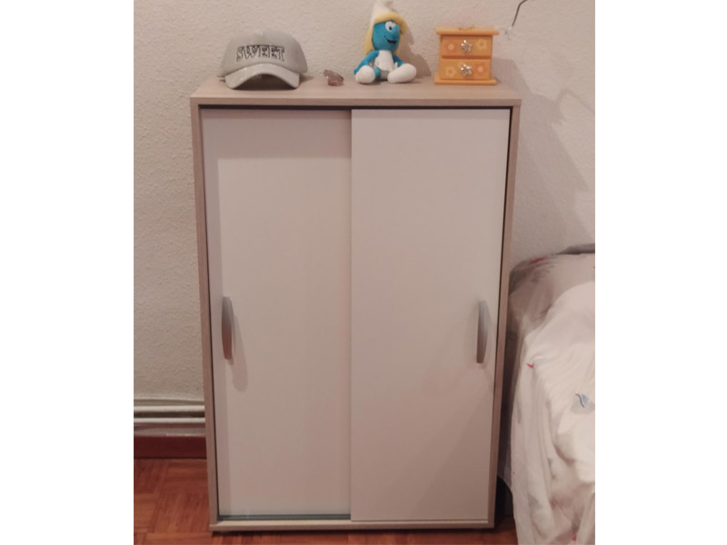 Foto de cliente de Zapatero 2 puertas correderas Blanco y Roble 68 cm
