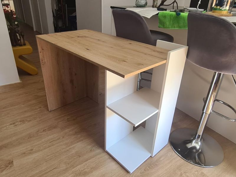Foto de cliente de Mesa escritorio Kenia Roble Nodi y Blanco Artik 100 cm