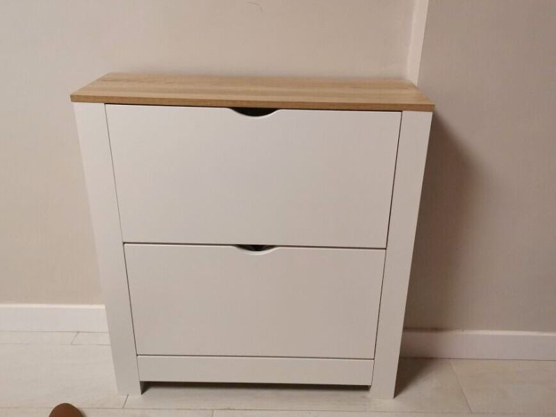 Foto de cliente de Mueble Zapatero Recibidor 2 Trampones Pasillo Tivoli Blanco Mate 74 cm