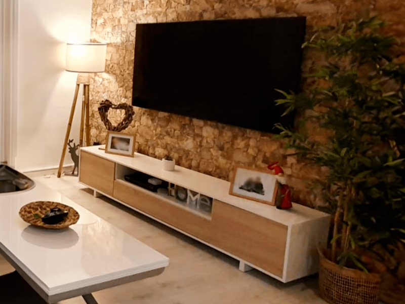 Foto de cliente de Pack muebles salón moderno roble canadian y blanco