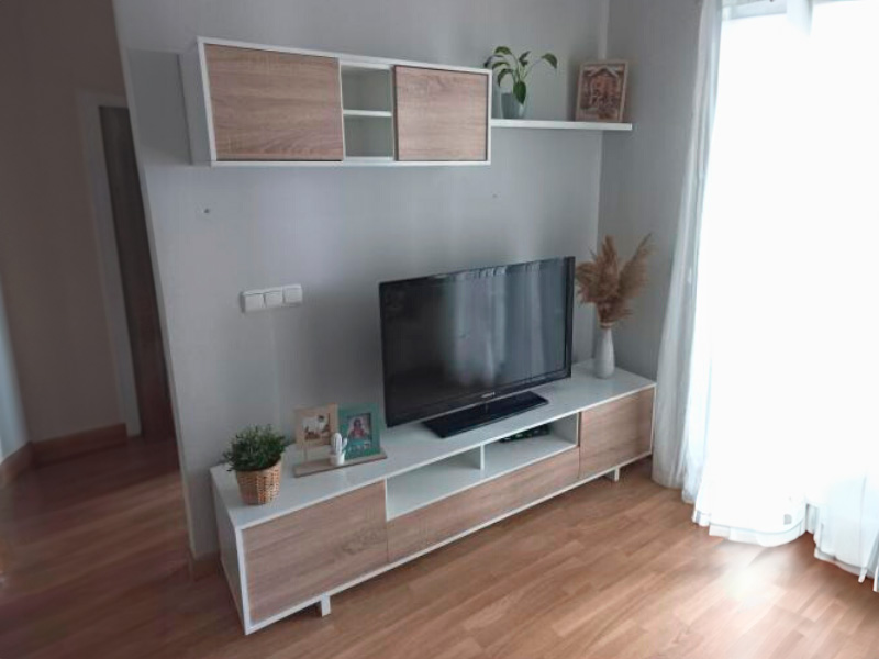 Foto de cliente de Pack muebles salón moderno roble canadian y blanco