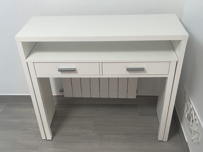 Foto de cliente de Mesa Escritorio Desplazable O Tocador Extensible Color Blanco Artik 98 cm