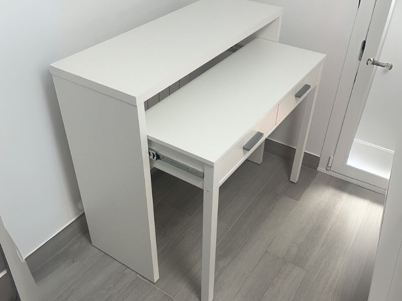 Foto de cliente de Mesa Escritorio Desplazable O Tocador Extensible Color Blanco Artik 98 cm