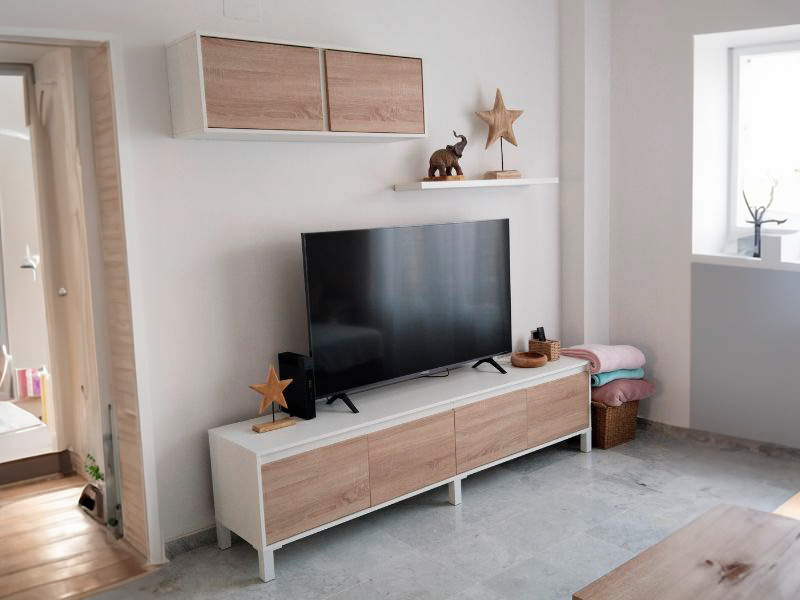 Foto de cliente de Pack de muebles de salón nórdicos blanco y roble