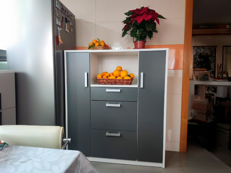 Foto de cliente de Mueble Auxiliar De Cocina Flavor Color Blanco Y Gris 116x132 cm