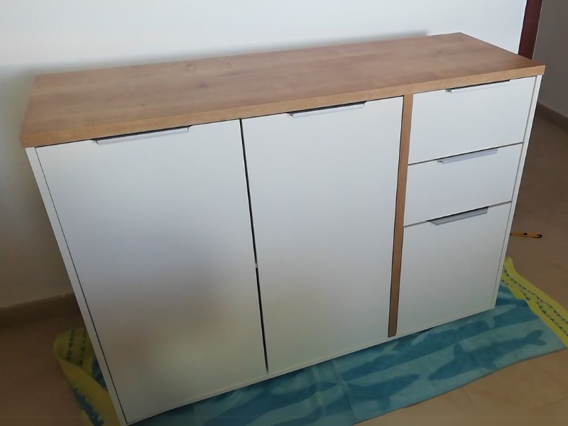 Foto de cliente de Aparador Salón Acces 3 Puertas Roble Hamilton y Blanco Mate 122 cm