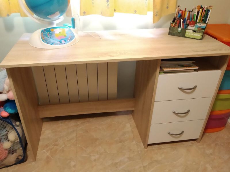 Foto de cliente de Escritorio con cajones blanco y roble Aris 123 cm