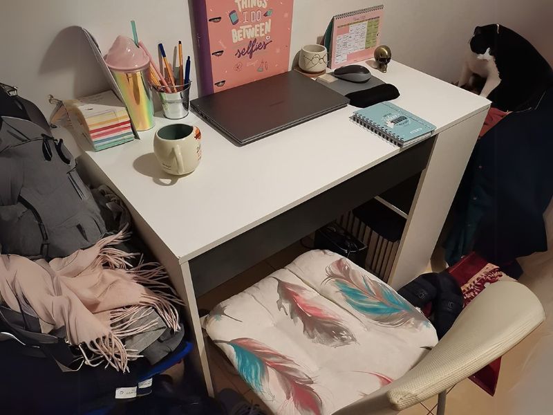 Foto de cliente de Escritorio Masster 1 cajón blanca y gris 101 cm