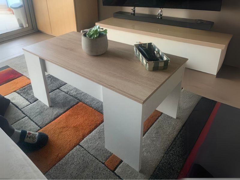Foto de cliente de Pack de muebles de salón nórdicos blanco y roble