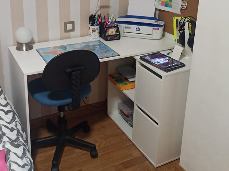 Foto de cliente de Escritorio Moderno Multi Posiciones Color Blanco Artik 120 cm