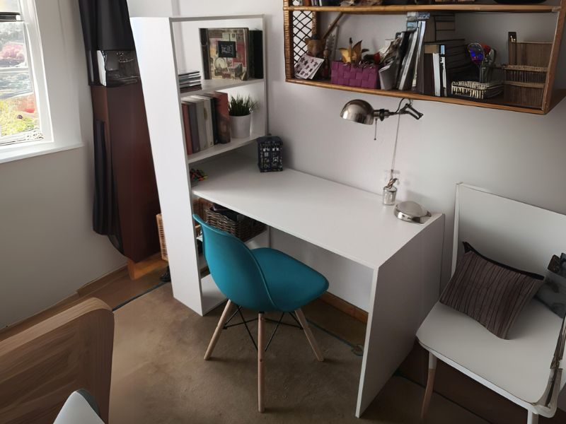 Foto de cliente de Mesa de escritorio con estanteria reversible Duplo Blanco 120 cm