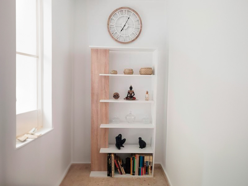 Foto de cliente de Pack 4 Estanterías Alida color Roble Canadian y Blanco 360x180x25 cm