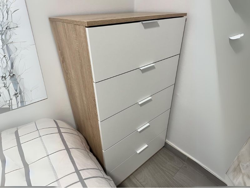 Foto de cliente de Sinfonier Blanco Roble 5 Cajones Luca 60x110 cm