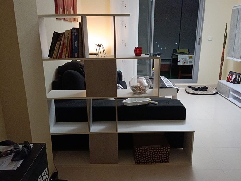 Foto de cliente de Estantería Moderna Diseño Zig Zag Color Gris Cemento Y Blanco 145x145x28 cm