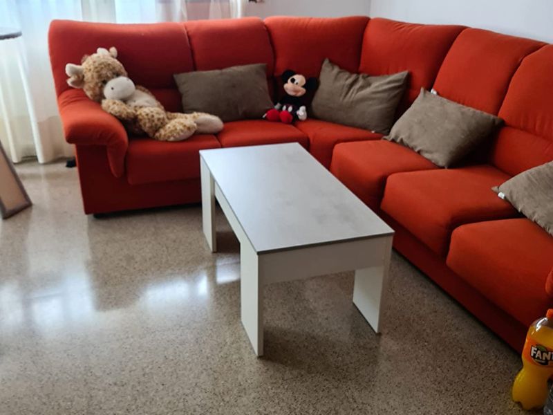 Foto de cliente de Mesa De Centro Salón Comedor Elevable Blanco Artik y Gris Cemento 100x50 cm