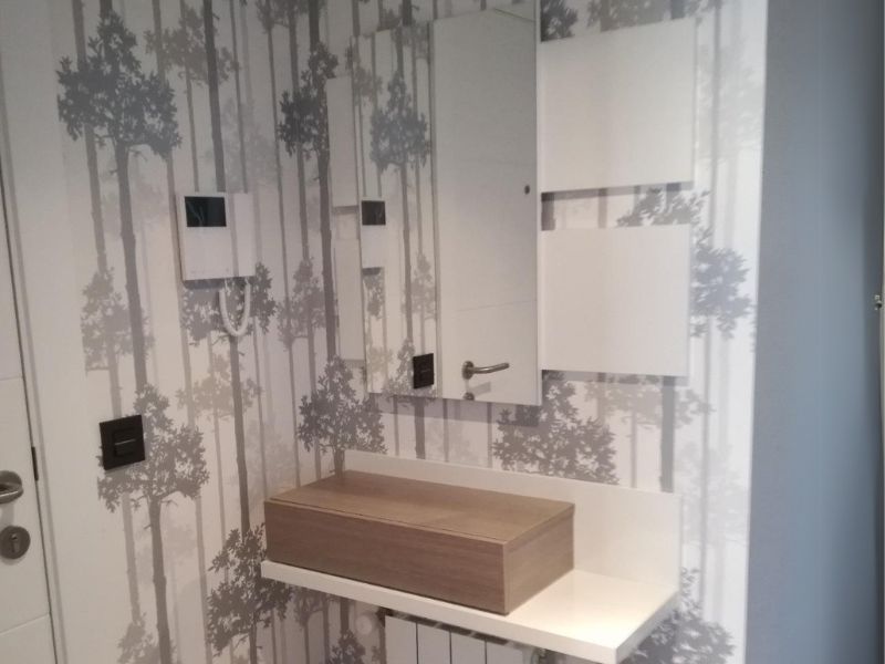 Foto de cliente de Mueble de Entrada Recibidor Moderno Tekkan con Espejo Blanco Y Roble 75 cm