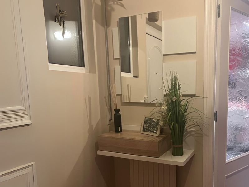 Foto de cliente de Mueble de Entrada Recibidor Moderno Tekkan con Espejo Blanco Y Roble 75 cm
