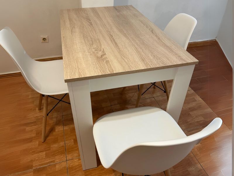 Foto de cliente de Mesa de cocina Cloe fija auxiliar roble y blanco 78x109x67 cm
