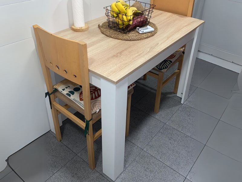 Foto de cliente de Mesa de cocina Cloe fija auxiliar roble y blanco 78x109x67 cm