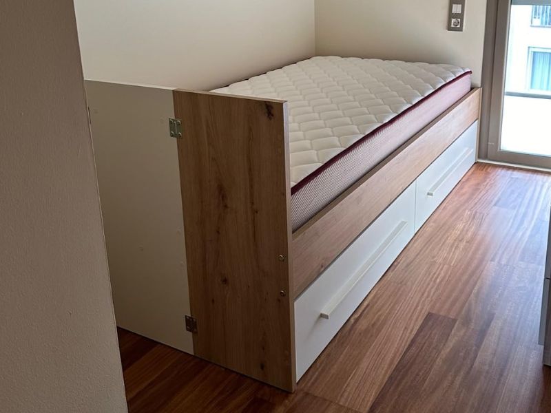 Foto de cliente de Cama Juvenil Noa Cabecero y Cajones Color Roble Nodi y Blanco Artik 90x190 cm