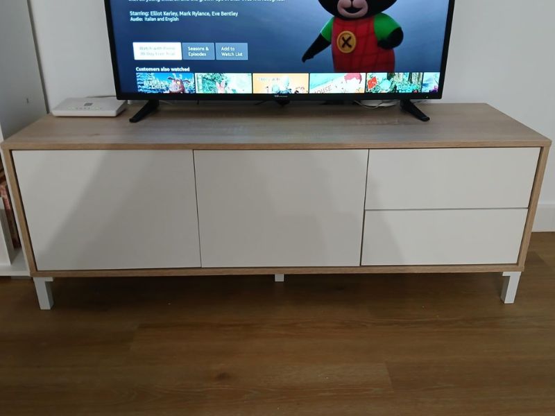 Foto de cliente de Conjunto Muebles Salón Brooklyn Roble Canadian y Blanco Artik