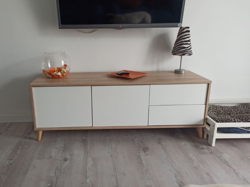 Foto de cliente de Conjunto Muebles Salón Brooklyn Roble Canadian y Blanco Artik