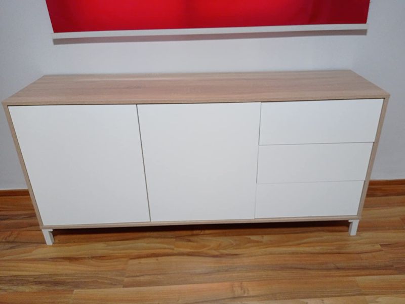 Foto de cliente de Conjunto Muebles Salón Brooklyn Roble Canadian y Blanco Artik