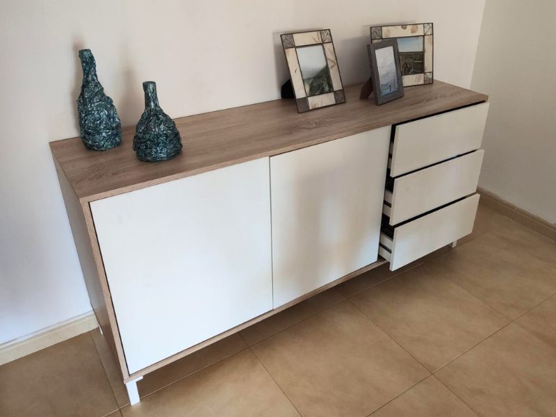 Foto de cliente de Conjunto Muebles Salón Brooklyn Roble Canadian y Blanco Artik