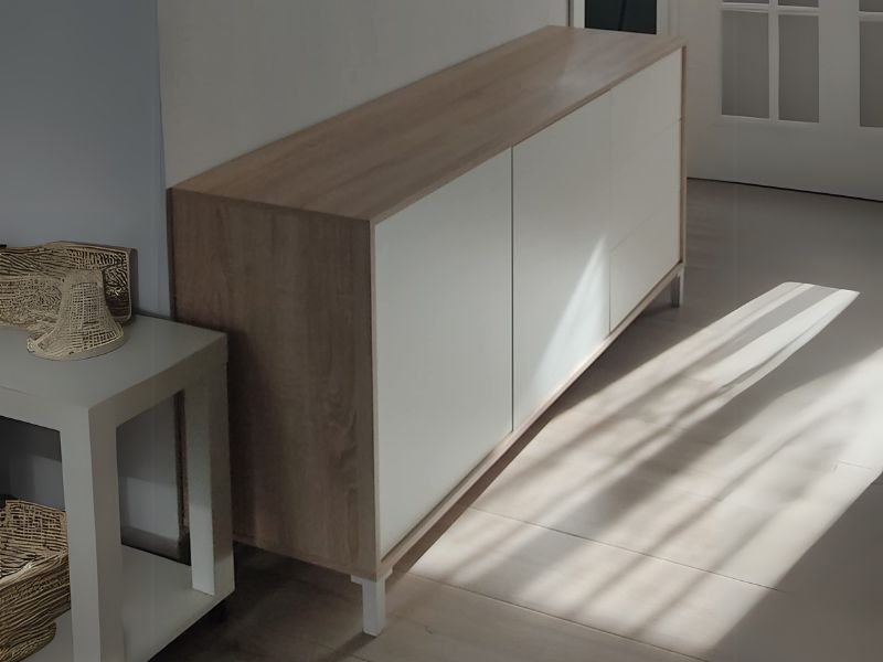 Foto de cliente de Conjunto Muebles Salón Brooklyn Roble Canadian y Blanco Artik