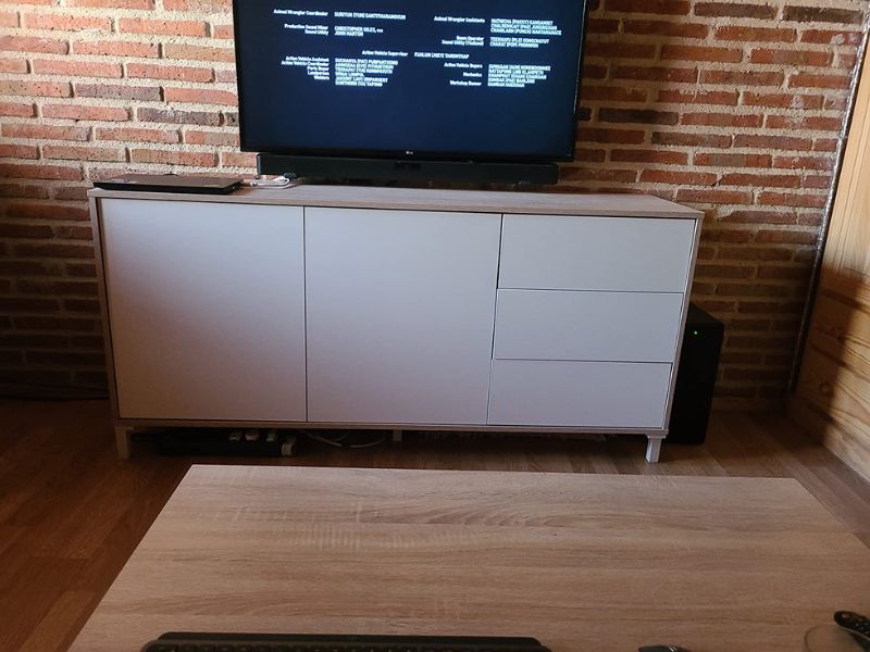 Foto de cliente de Conjunto Muebles Salón Brooklyn Roble Canadian y Blanco Artik