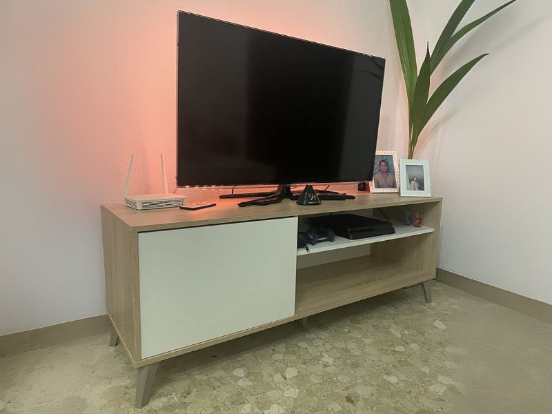 Foto de cliente de Pack salón Kikua Plus estilo nórdico roble y blanco artik
