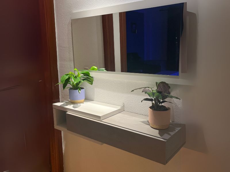 Foto de cliente de Mueble de Entrada Recibidor Estilo Industrial con Espejo 95 cm