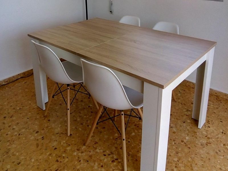 Foto de cliente de Mesa De Comedor Kendra Extensible Color Blanco Artik Y Roble Canadian 140-190x90 cm