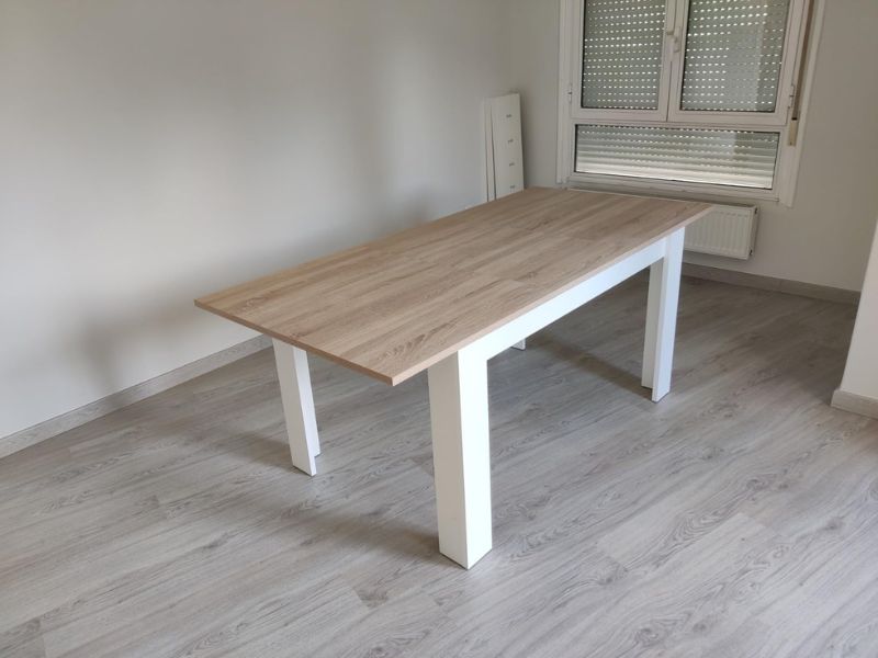 Foto de cliente de Mesa De Comedor Kendra Extensible Color Blanco Artik Y Roble Canadian 140-190x90 cm