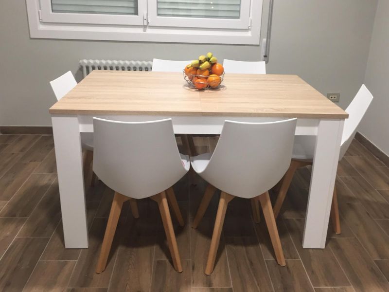 Foto de cliente de Mesa De Comedor Kendra Extensible Color Blanco Artik Y Roble Canadian 140-190x90 cm