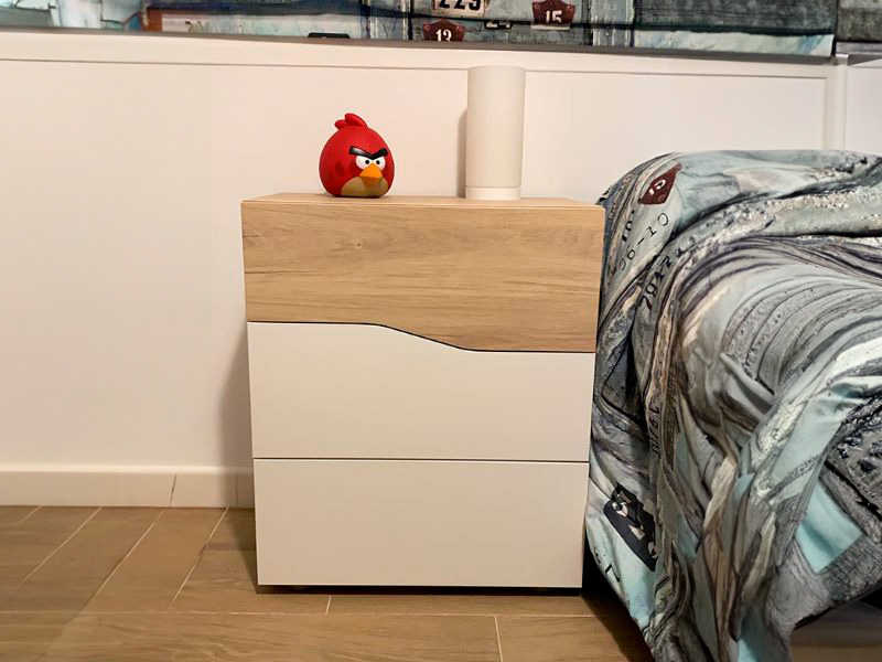 Foto de cliente de Mesita de Noche Asimetric Blanco Mate Sahara de 3 Cajones 54x65 cm