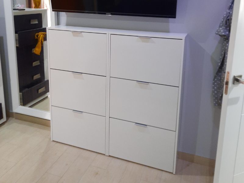 Foto de cliente de Mueble Zapatero Recibidor 3 Trampones Blanco Brillo 60 cm