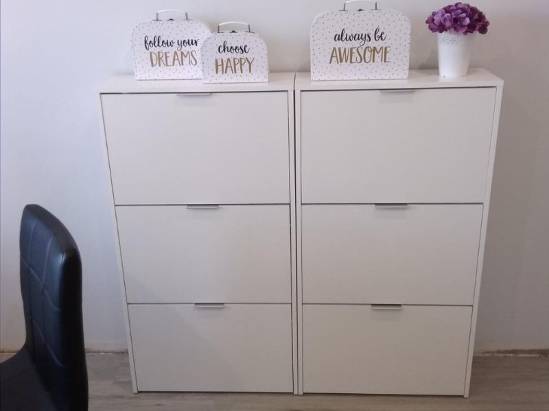 Foto de cliente de Mueble Zapatero Recibidor 3 Trampones Blanco Brillo 60 cm